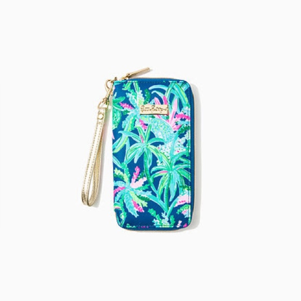 NWT Lilly Pulitzer Blue and Pink Tropical Wristlet